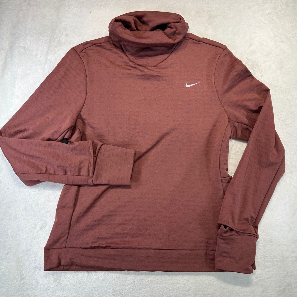 Gorpcore Nike Cowl Neck Running Top Medium Athleisure Textured Mauve Pullover
